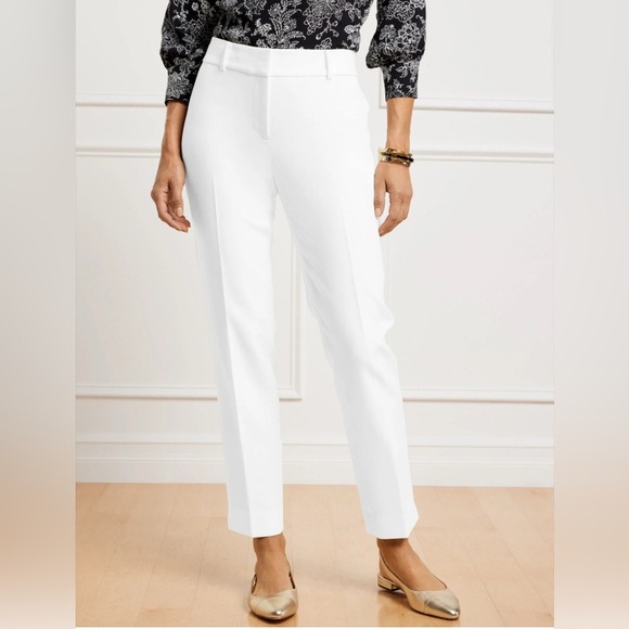 Talbot’s Signature White Ankle Straight Leg Pants Size 14 Spring Classic Cotton - Picture 1 of 10